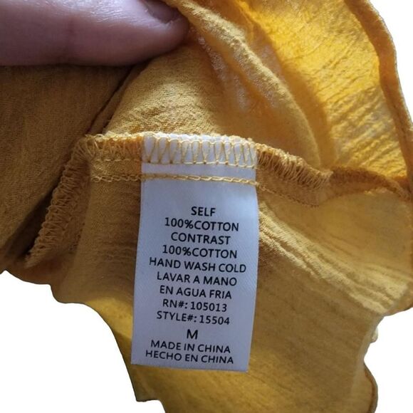 Andrée By Unit Medium Yellow White Cotton Top - Picture 8 of 11